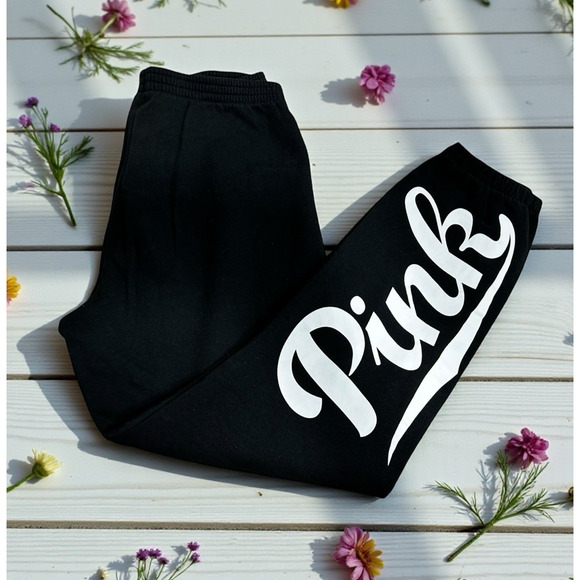 Victoria's Secret Black Joggers Sz M Sweatpants 26" Inseam Lounge Athletic Pant - Picture 1 of 6